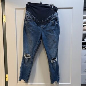 Abercrombie & Fitch Distressed Blue Cropped Maternity Jeans